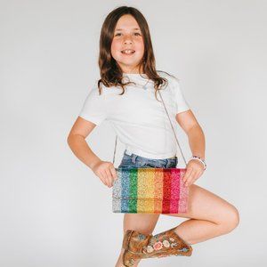 Rainbow Beaded Clutch Purse